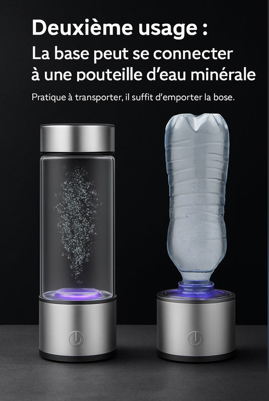 Bouteille d'eau hydrogénée SPE/PEM 450 ml – Cycle rapide 3 minutes