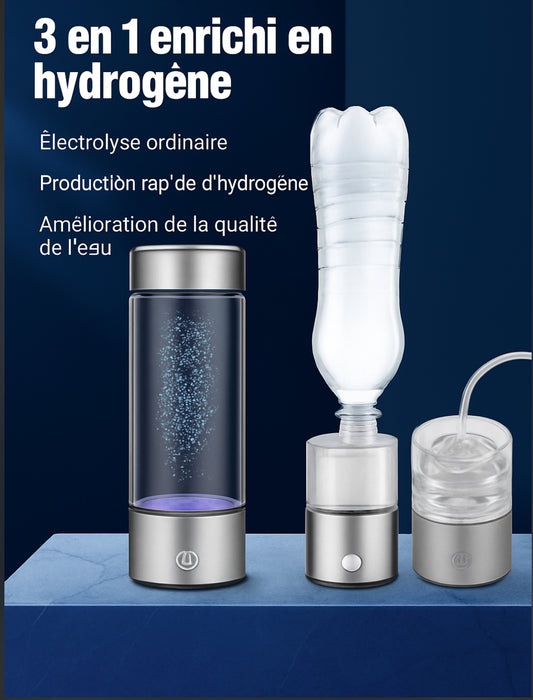 Bouteille d'eau hydrogénée SPE/PEM 450 ml – Cycle rapide 3 minutes