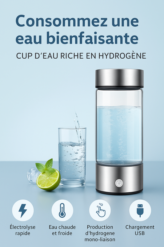 Bouteille d’eau hydrogénée 450ml – Purificateur et ioniseur portable | Hydrogen Water Bottle